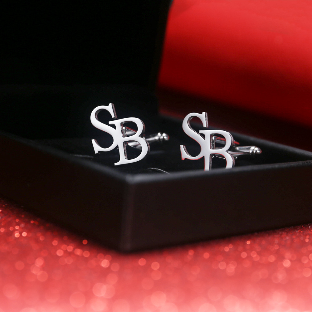 Men'S Grooming Boxes - Tangula Custom Initials Cufflinks สแตนเลสบุรุษตัวอักษร Cufflinks