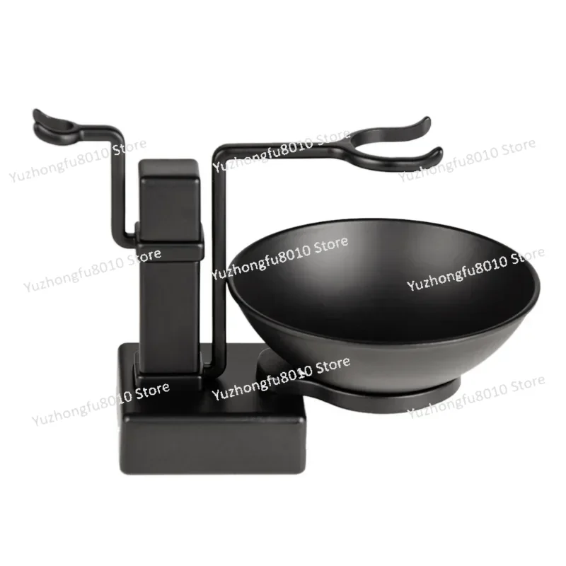 Shaving Bowl Soap - ชุดแปรงโกนหนวดโลหะสำหรับผู้ชายขนาดเล็ก รุ่นใหม่ สำหรับห้องน้ำ - พร้อมกรอบโกนหนวด+ถ้วยสบู่สีดำ