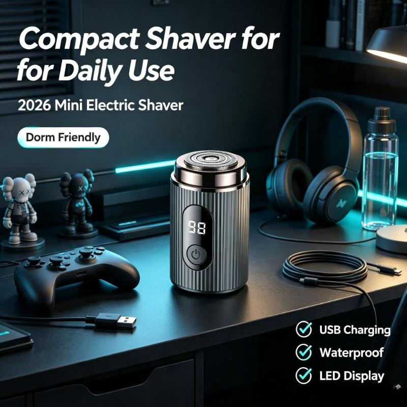 Men'S Grooming Razor Kit - เครื่องโกนหนวดไฟฟ้าขนาดเล็ก 2026 แบบพกพา ชาร์จไฟได้ กันน้ำ ขนาดกะทัดรัด