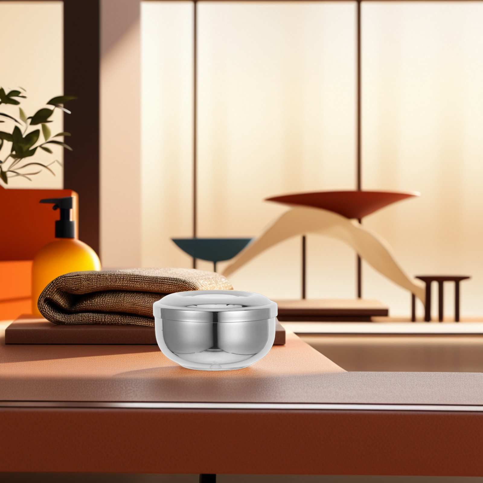 Shaving Bowl Soap - ชามโกนหนวดสแตนเลสพร้อมฝาปิด ภาชนะใส่สบู่โกนหนวดสำหรับผู้ชาย ชามครีมโกนหนวดแบบดั้งเดิม ชุดอุปกรณ์ดูแลตัวเองสำหรับการเดินทาง