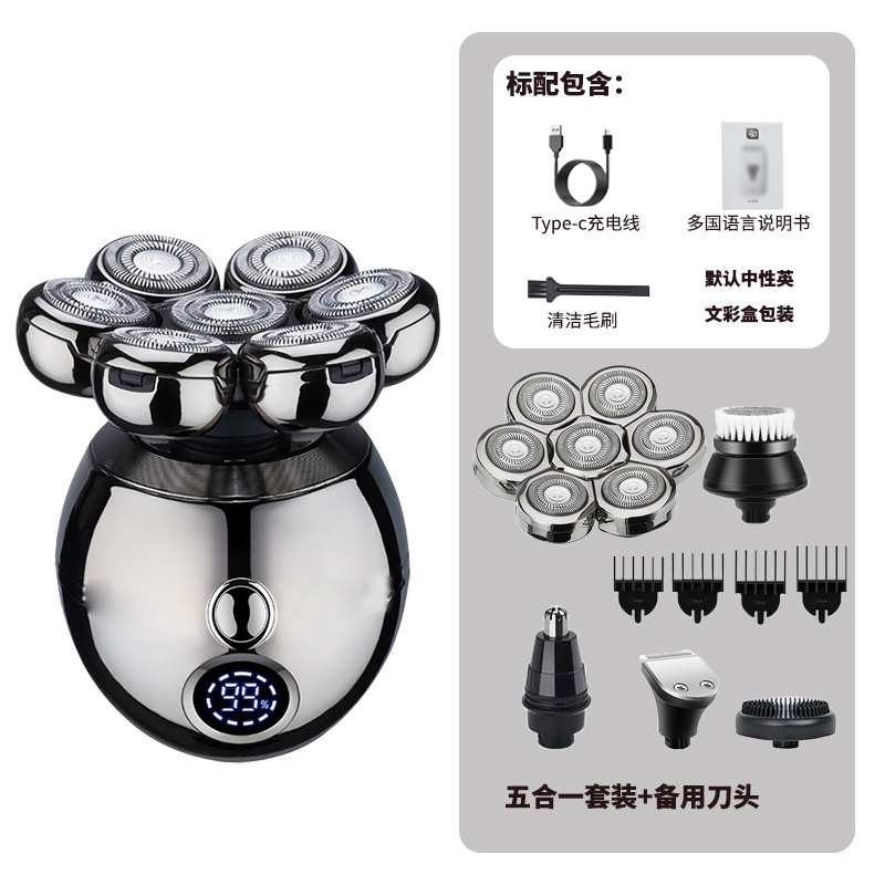 Men'S Grooming Razor Kit - เครื่องโกนหนวดไฟฟ้าอเนกประสงค์ 5-in-1 สำหรับผู้ชาย ชาร์จไฟได้ผ่าน USB กันน้ำ