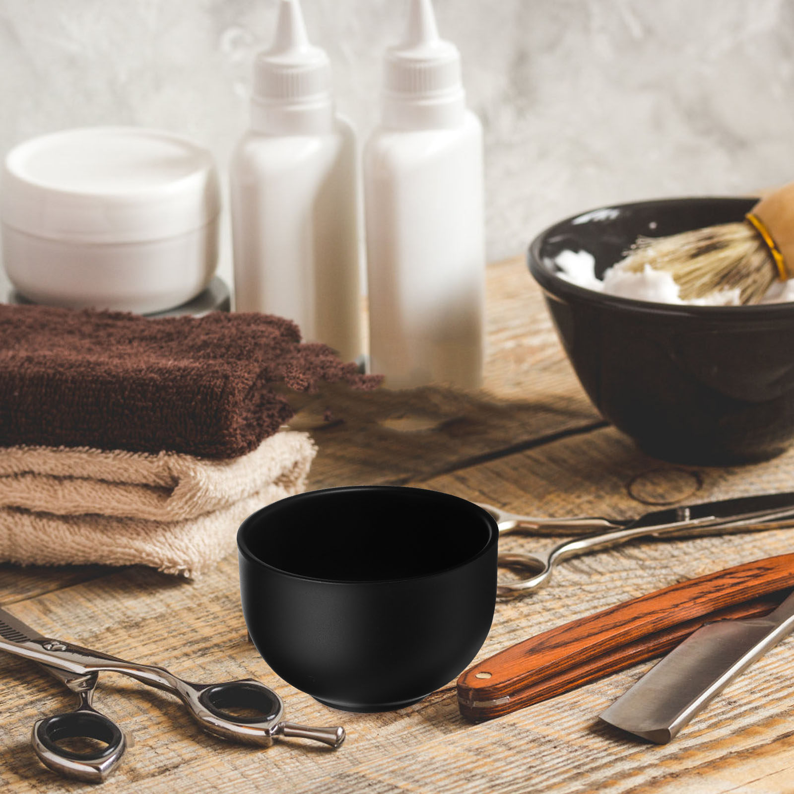 Shaving Bowl Soap - ชามโกนหนวดสแตนเลสสีดำสำหรับผู้ชาย ชามสองชั้น ทนทาน ไม่แตกหัก สำหรับใส่สบู่โกนหนวด ครีมโกนหนวด