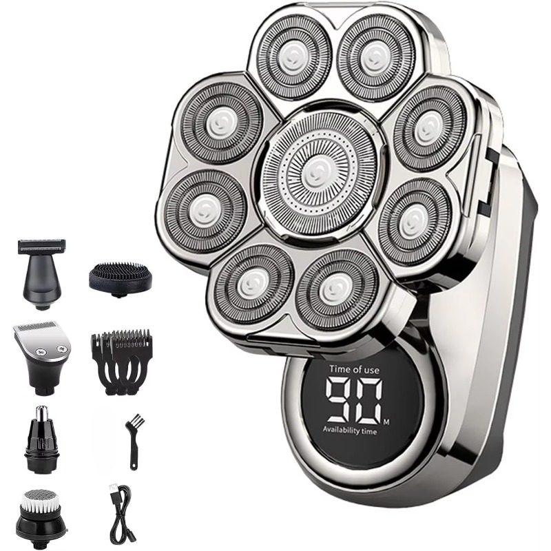 Men'S Grooming Razor Kit - เครื่องโกนหนวดไฟฟ้า 9D สำหรับผู้ชาย โกนศีรษะล้าน กันน้ำได้หลายระดับ ใช้ได้ทั้งแบบเปียกและแห้ง
