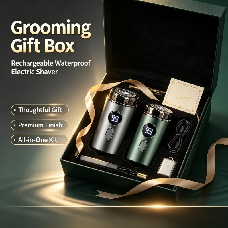 Men'S Grooming Boxes - เครื่องโกนหนวดไฟฟ้ากันน้ำแบบชาร์จ USB สำหรับผู้ชาย พร้อมหน้าจอ LED เครื่องโกนหนวดพกพาไร้สายสำหรับเดินทาง