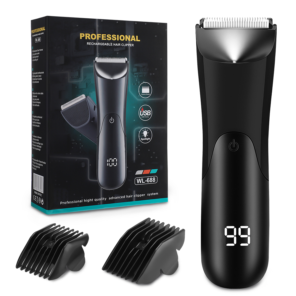 Men'S Grooming Razor Kit - เครื่องโกนหนวดไฟฟ้าสำหรับผู้ชาย ใช้ได้กับขนบริเวณขาหนีบ ขนตามร่างกาย พร้อมไฟ LED สำหรับขนรักแร้