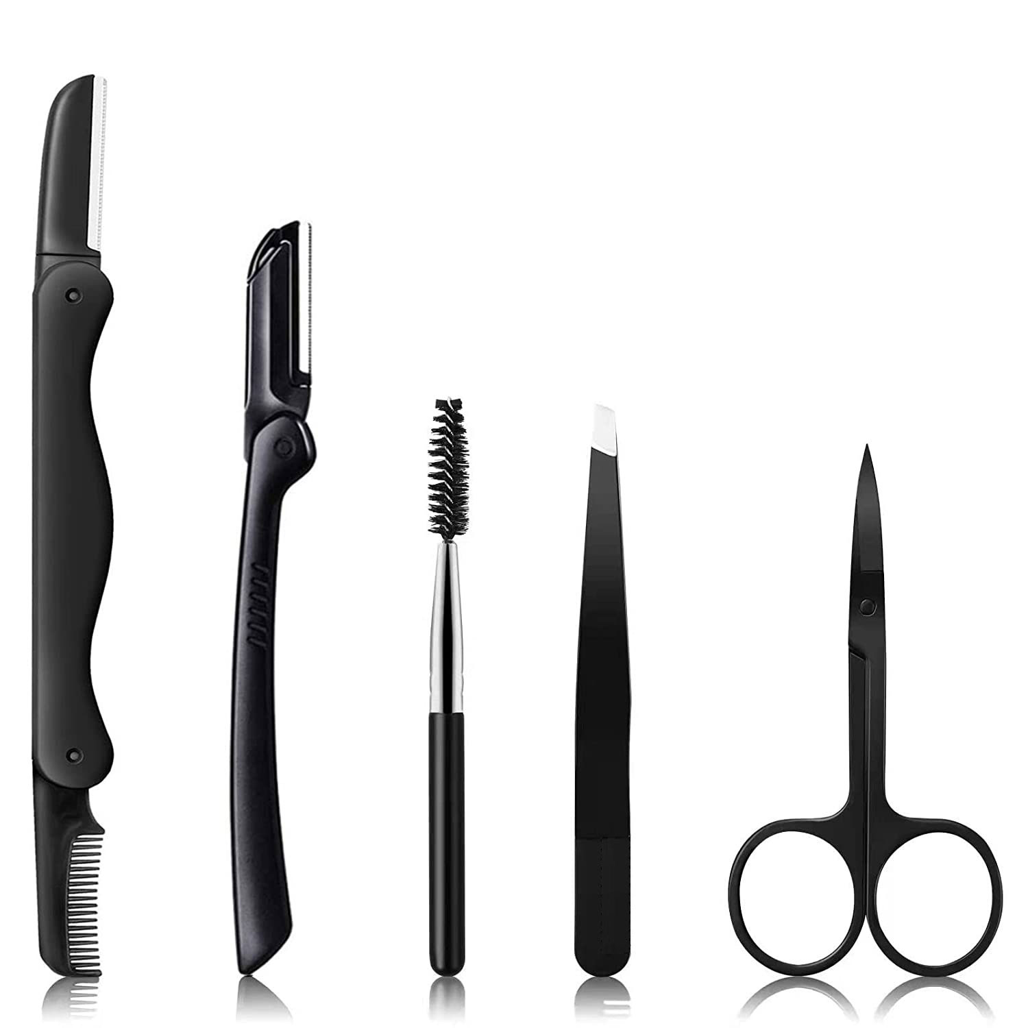 Men'S Grooming Razor Kit - คิ้วมีดโกน Trimmer ชุดชุดคิ้วคิ้วสำหรับสตรีและผู้ชายหวีแหนบกรรไกร Brow มีดโกนชุดแปรงแต่งหน้าเครื่องมือความงาม