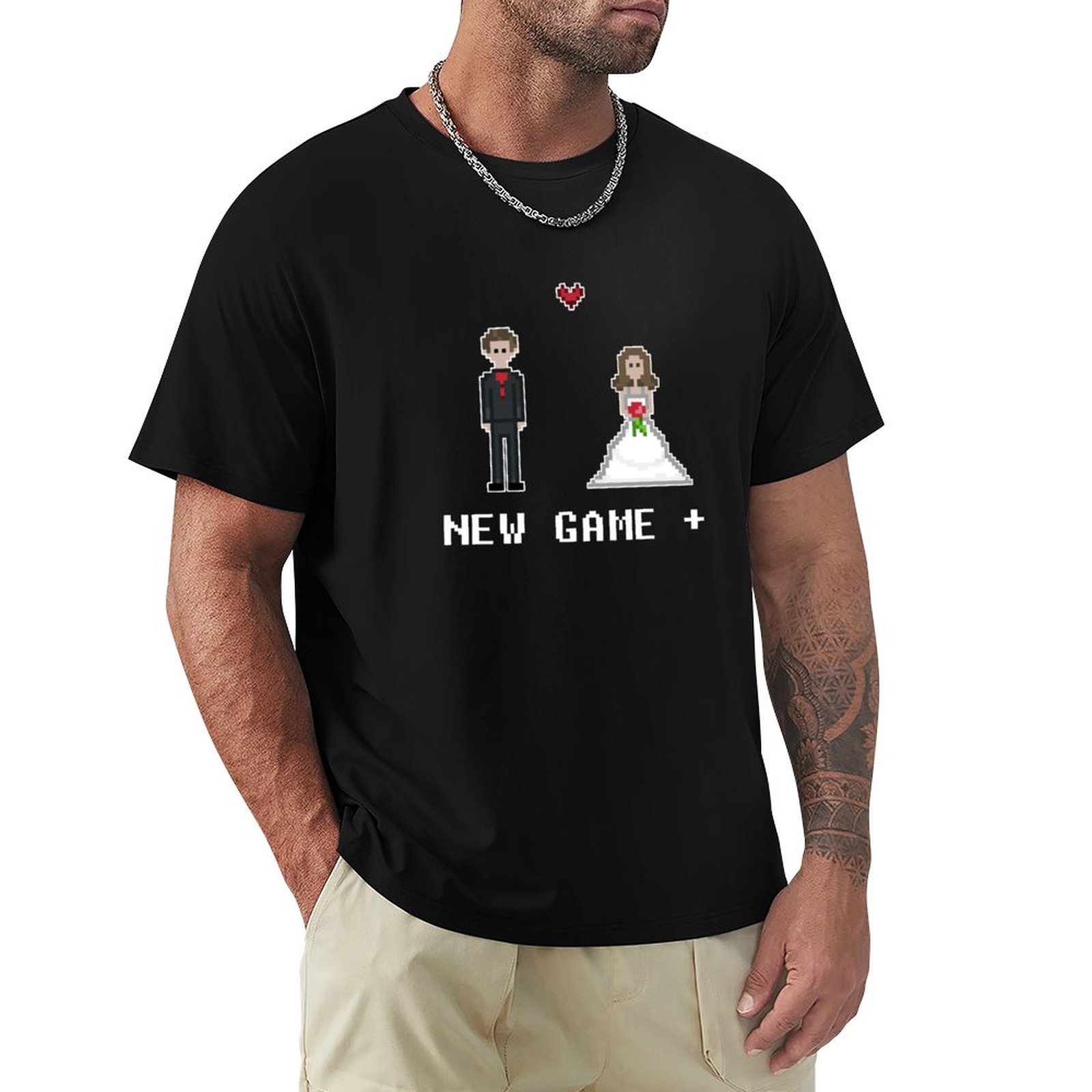 Men'S Grooming Video - เสื้อยืดลายเกมวิดีโอเกมงานแต่งงานใหม่ 8 บิต เจ้าบ่าวเจ้าสาว ไซส์ใหญ่ ผ้าฝ้ายพื้นฐาน