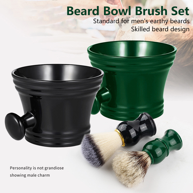 Shaving Bowl Soap - ชามแปรงโกนหนวดพลาสติกสำหรับผู้ชาย ชามใส่สบู่โฟมดูแลเคราพร้อมที่จับ อุปกรณ์ทำความสะอาดใบหน้า