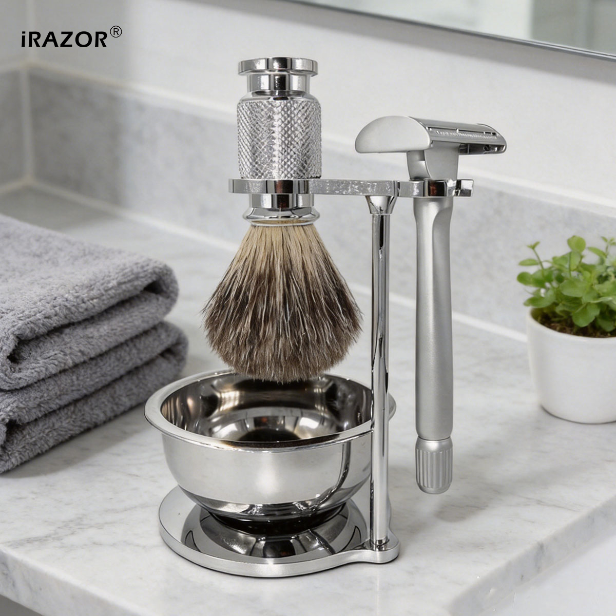 ชุดมีดโกนหนวดแบบเปิดสองคม iRAZ - Men'S Grooming Razor Kit บทวิจารณ์และราคา