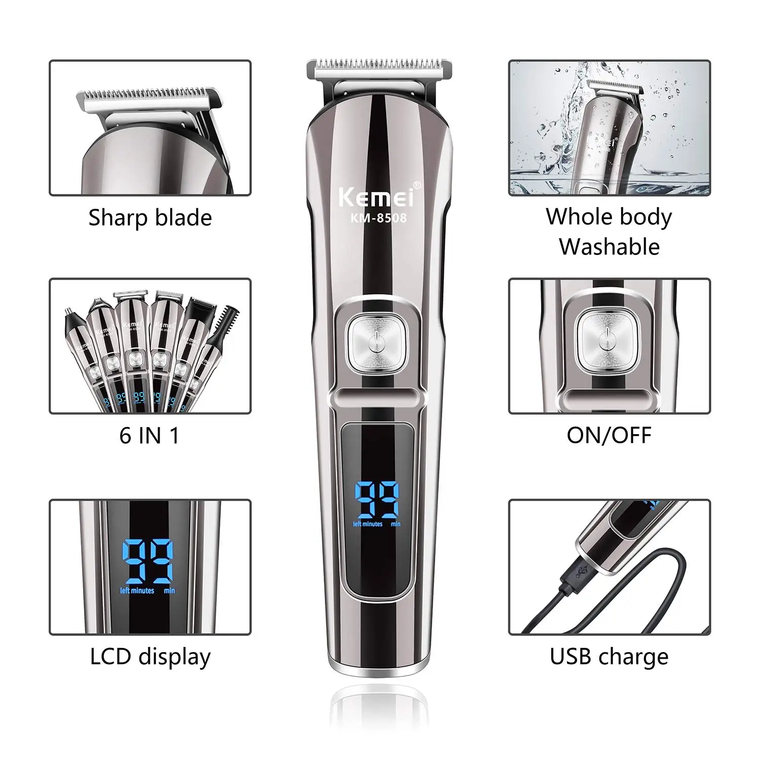เครื่องโกนหนวด Kemei รุ่น KM-8 - Men'S Grooming Razor Kit บทวิจารณ์และราคา